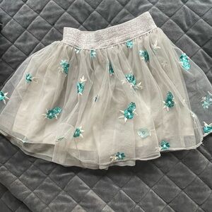Healthtex Silver and Teal Floral Skater Skirt
